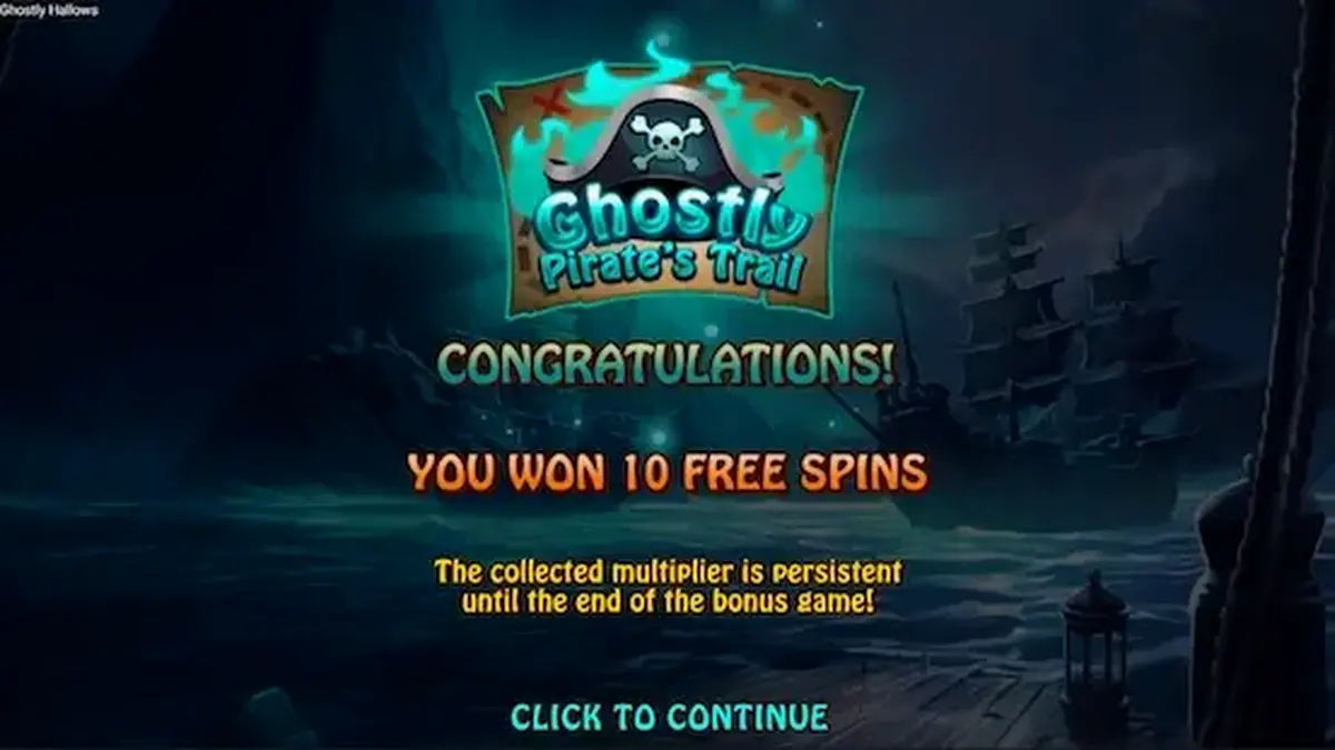 Tampilan layar permainan slot Ghostly Hallows dengan tema bajak laut hantu