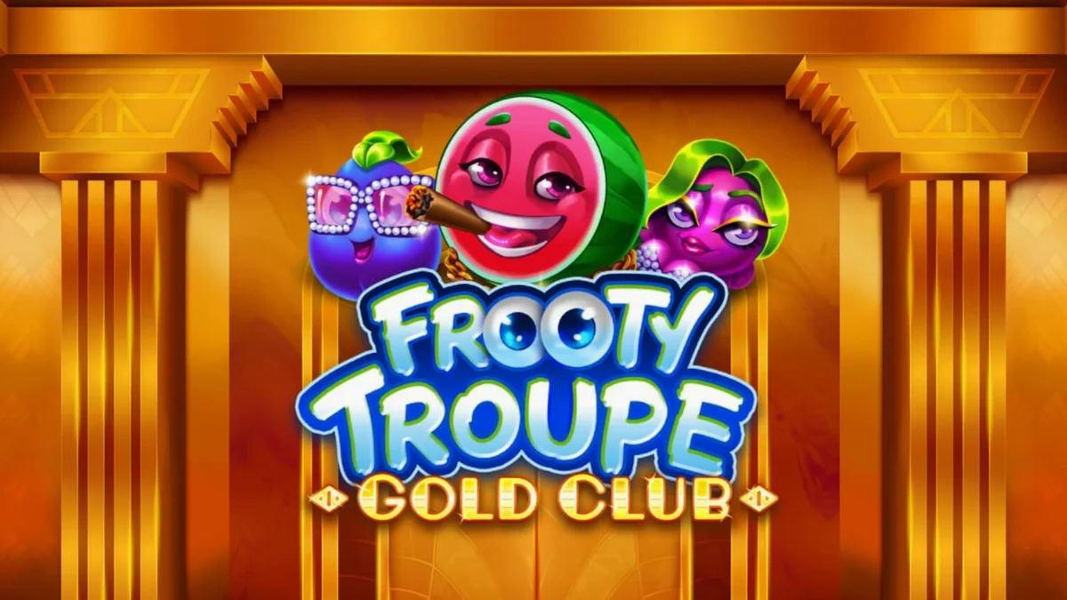 Tampilan visual mewah slot Frooty Troupe – Gold Club dengan tema emas dan buah-buahan