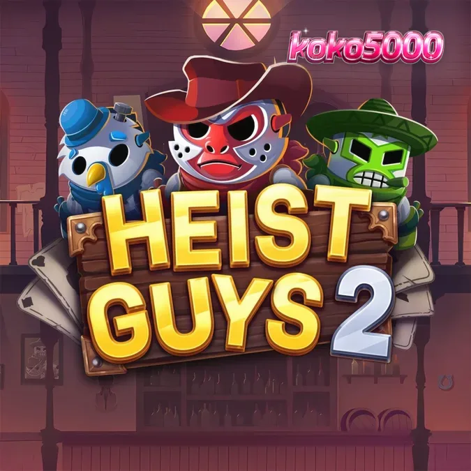 Tampilan visual slot Heist Guys 2 dengan tema perampokan koboi